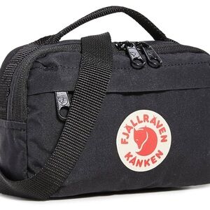 Fjallraven Kanken Black Crossbody Belt Bag with Red Logo